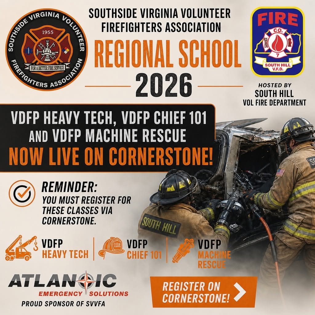 VDFP Heavy Tech, Chief 101, and Machine Rescue — hosted by South Hill VFD